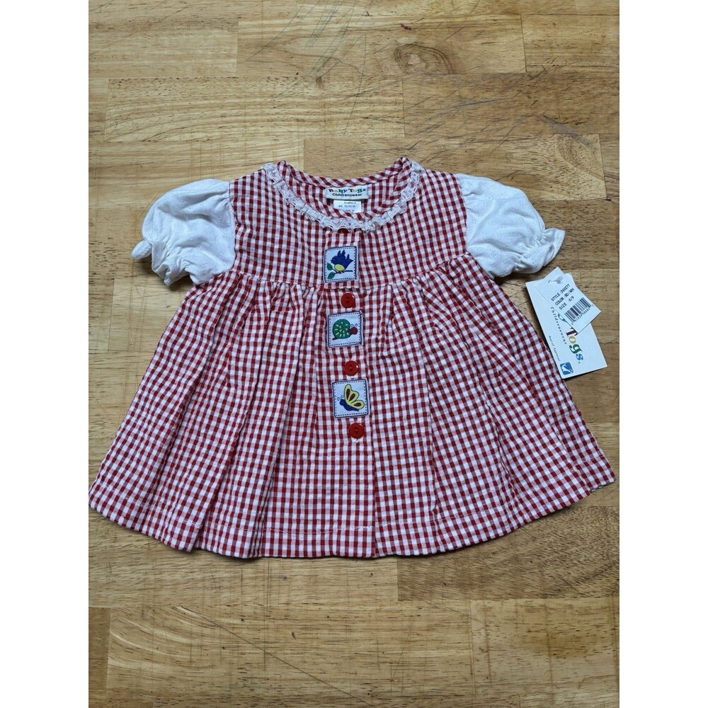 Baby Togs 6-9 Months Red Picnic Pattern Ruffled Dress NWT